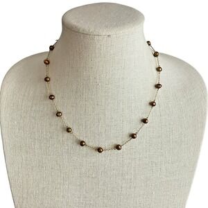 Vintage 1/20 12k Gold Filled Necklace Genuine Pearl 16.5" -18"Choker Stackable